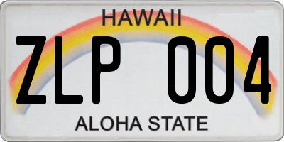 HI license plate ZLP004