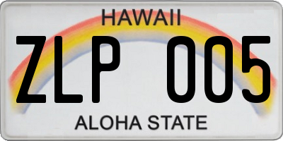 HI license plate ZLP005