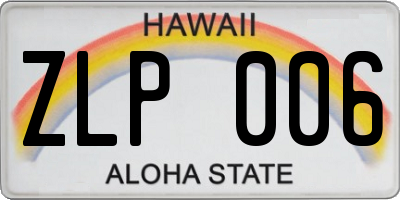 HI license plate ZLP006