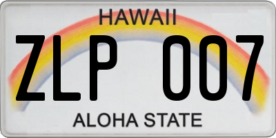 HI license plate ZLP007