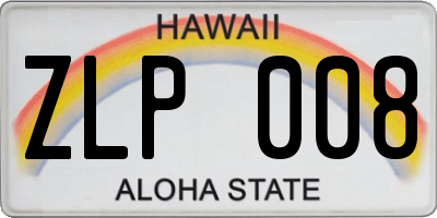 HI license plate ZLP008