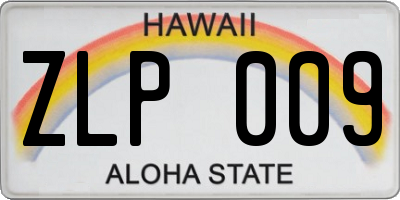 HI license plate ZLP009