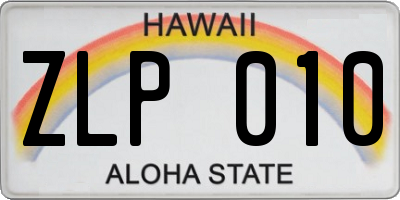 HI license plate ZLP010
