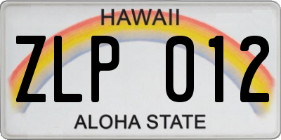HI license plate ZLP012