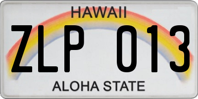 HI license plate ZLP013