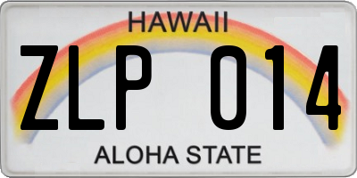 HI license plate ZLP014