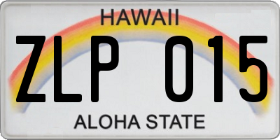 HI license plate ZLP015