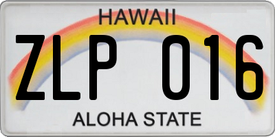 HI license plate ZLP016