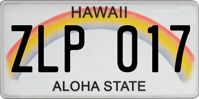 HI license plate ZLP017