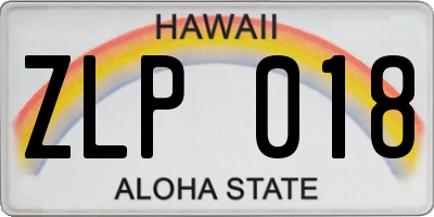 HI license plate ZLP018