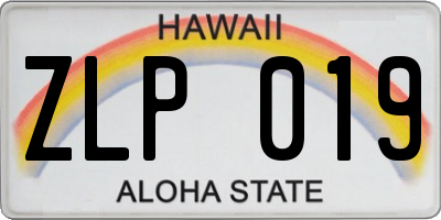 HI license plate ZLP019