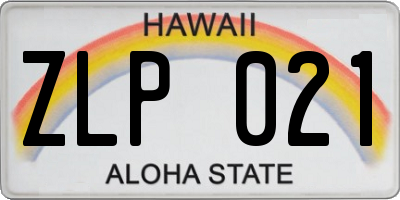 HI license plate ZLP021