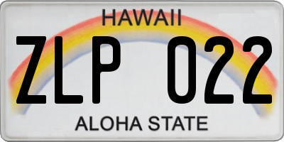 HI license plate ZLP022