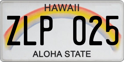HI license plate ZLP025