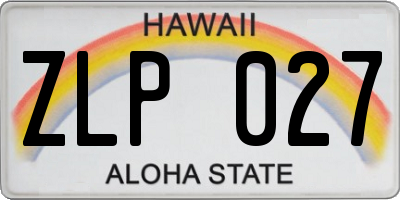 HI license plate ZLP027