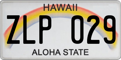 HI license plate ZLP029