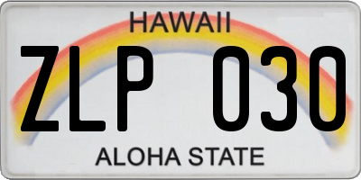 HI license plate ZLP030