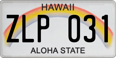 HI license plate ZLP031