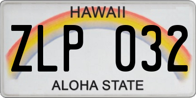 HI license plate ZLP032