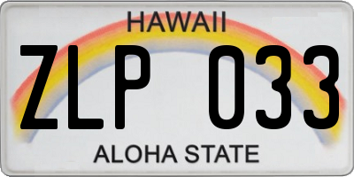 HI license plate ZLP033