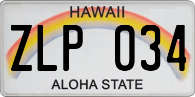 HI license plate ZLP034
