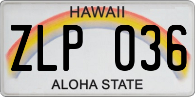 HI license plate ZLP036