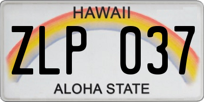 HI license plate ZLP037