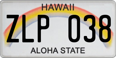 HI license plate ZLP038