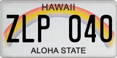 HI license plate ZLP040