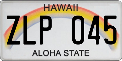 HI license plate ZLP045