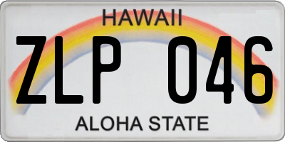 HI license plate ZLP046