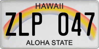 HI license plate ZLP047
