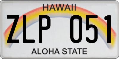 HI license plate ZLP051