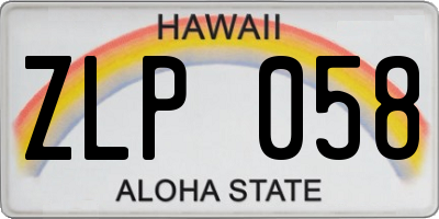 HI license plate ZLP058
