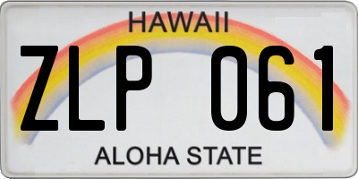 HI license plate ZLP061