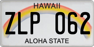 HI license plate ZLP062