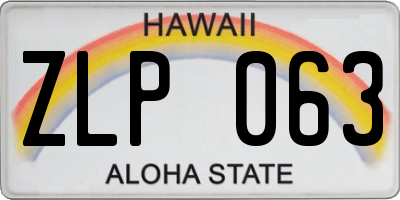HI license plate ZLP063