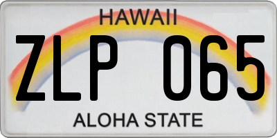 HI license plate ZLP065