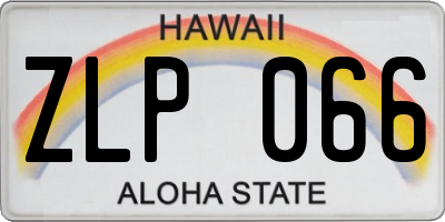 HI license plate ZLP066