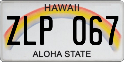 HI license plate ZLP067