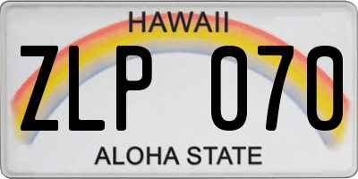 HI license plate ZLP070