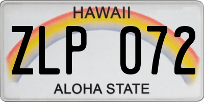 HI license plate ZLP072