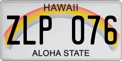 HI license plate ZLP076