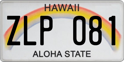 HI license plate ZLP081