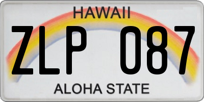 HI license plate ZLP087