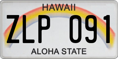 HI license plate ZLP091