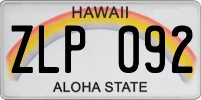 HI license plate ZLP092
