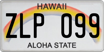 HI license plate ZLP099