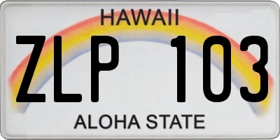 HI license plate ZLP103
