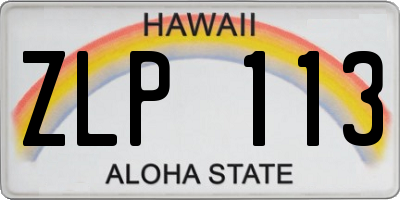 HI license plate ZLP113